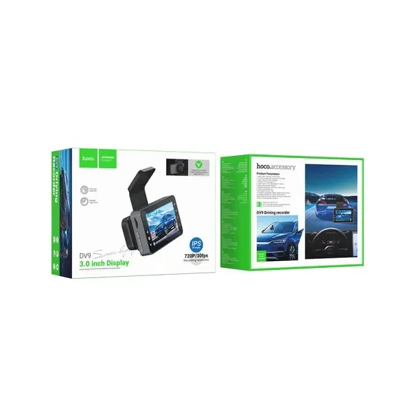 Відеореєстратор автомобільний Hoco DV9, 3 screen driving recorder (720P), Чорний - изображение 2