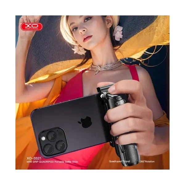 Монопод XO SS21 3in1 Multi-function Mini BT Selfie Stick, Camera Aid, Чорний - изображение 6