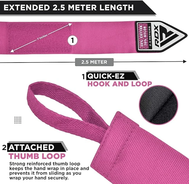 Бинти для боксу RDX Hand Wraps Pink (2.5м.) - зображення 2