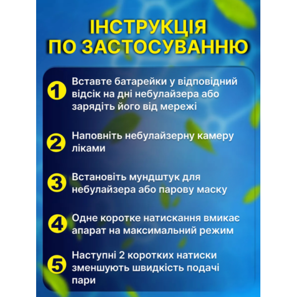 Портативний ультразвуковий інгалятор-небулайзер Smart Mesh для дихальної терапії дітей і дорослих - Фото 3 Портативний ультразвуковий інгалятор-небулайзер Smart Mesh для дихальної терапії дітей і дорослих - изображение 3
