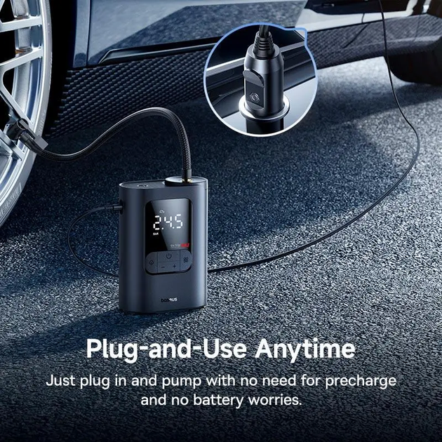Портативный компрессор BASEUS GoTrip VA1 Super Mini Wired Inflator 22-Cylinder black (C0119701) Черный - изображение 2