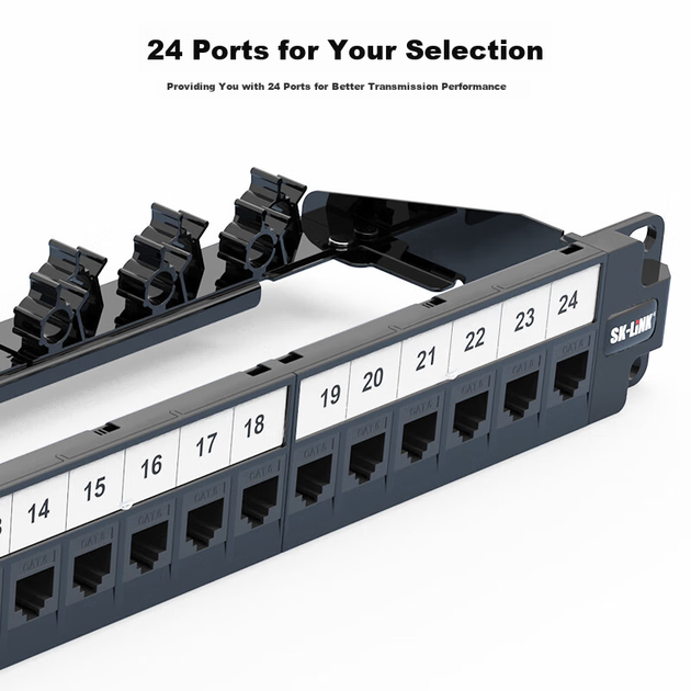 Патч-панель SK-LINK SK-P600M 19" 1U 24 порта Cat 6 UTP в сборе с организатором (SK-P600M-24Z) - Фото 4 Патч-панель SK-LINK SK-P600M 19" 1U 24 порта Cat 6 UTP в сборе с организатором (SK-P600M-24Z) - изображение 4