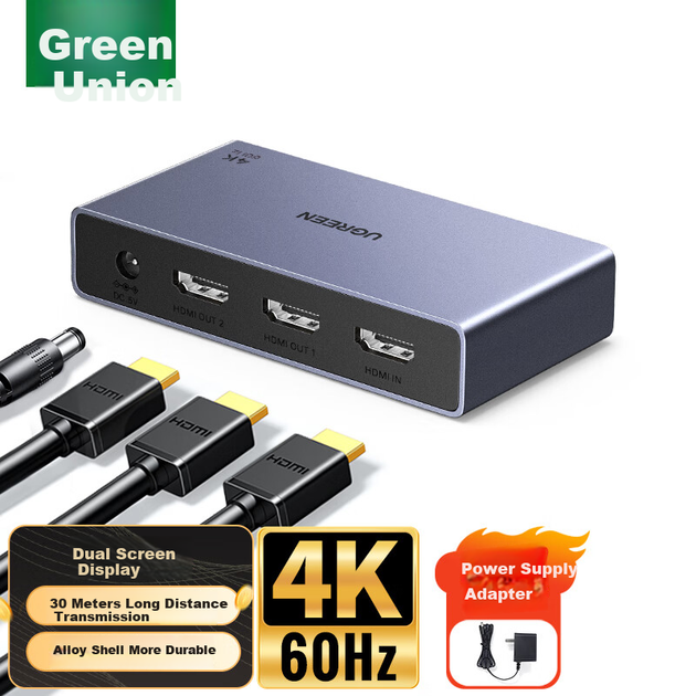 Разветвитель видеосигнала UGREEN 55493 HDMI 1-в-2 4K золотистый - изображение 6