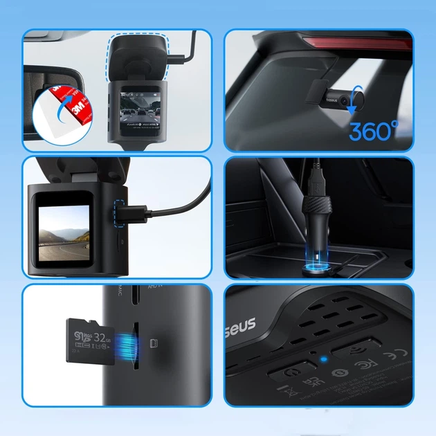 Видеорегистратор Baseus PrimeTrip VD1 Pro 4K с задней камерой 1080p Black - изображение 13