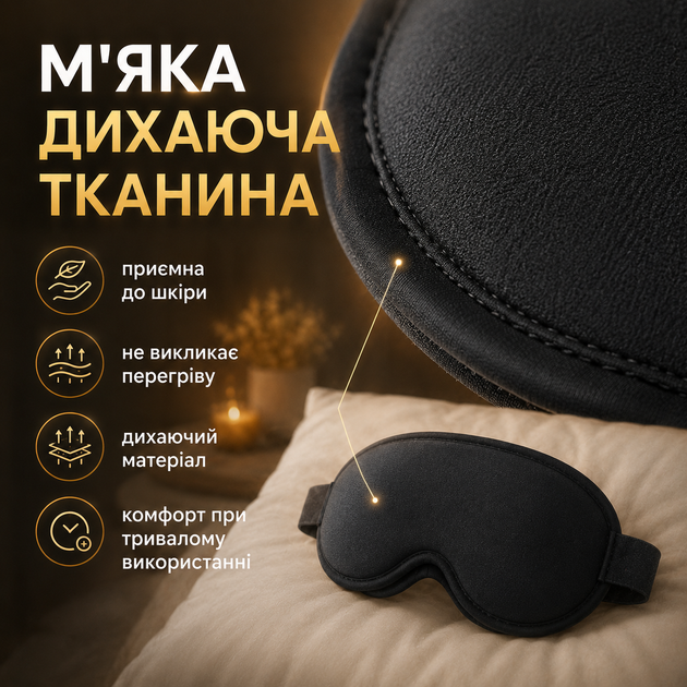 Маска для сна 3D с эффектом памяти объёмная анатомическая повязка на глаза без давления дышащая ночная маска для глаз для медитации путешествий и дома чёрная Kayfovo BC-1 - изображение 7