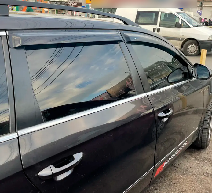 Ветровики на окна (4 шт, HIC) для универсал Volkswagen Passat B6 2006-2012 гг - изображение 4