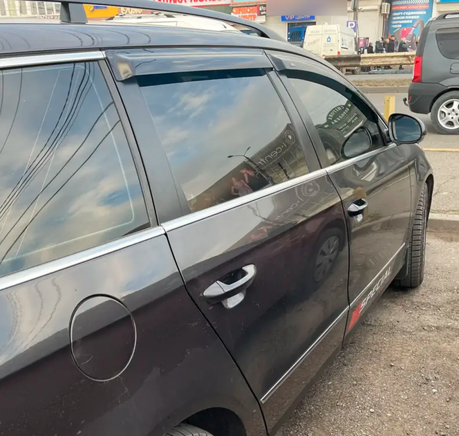 Ветровики на окна (4 шт, HIC) для универсал Volkswagen Passat B6 2006-2012 гг - изображение 5