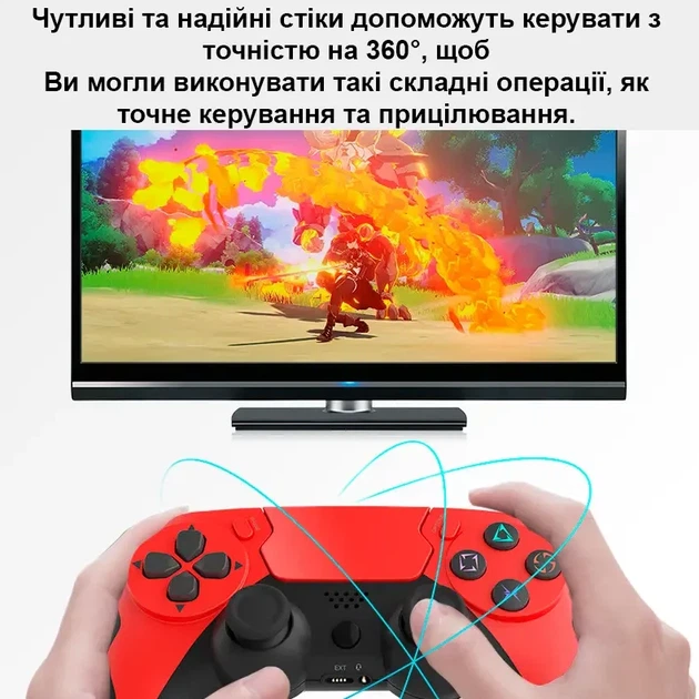 Бездротовий геймпад для PS4 PS3 PC з вібрацією Bluetooth 4.0 червоний - Фото 3 Бездротовий геймпад для PS4 PS3 PC з вібрацією Bluetooth 4.0 червоний - зображення 3