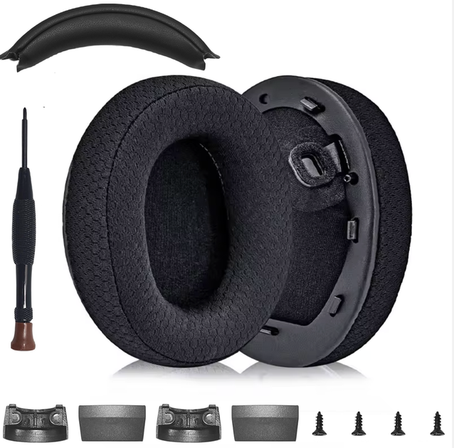 Комплект для наушников Sony WH-1000XM4: тканевые амбушюры и накладка / ремкомлект на оголовье black черный - Фото 1 Комплект для наушников Sony WH-1000XM4: тканевые амбушюры и накладка / ремкомлект на оголовье black черный - изображение 1
