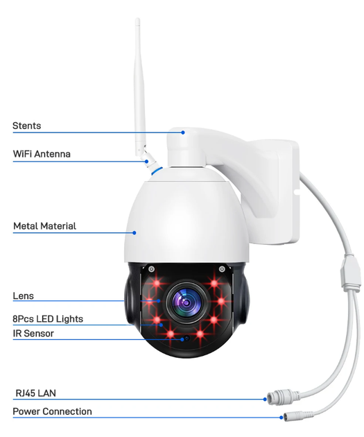 Вулична Wi-Fi камера відеоспостереження Sectec ST-682-8M-50X-IC. iCSee - зображення 3