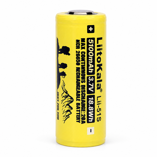 Аккумулятор LiitoKala Lii-51S 26650 5100 mAh 3,7 В литий-ионный высокотоковый - изображение 3