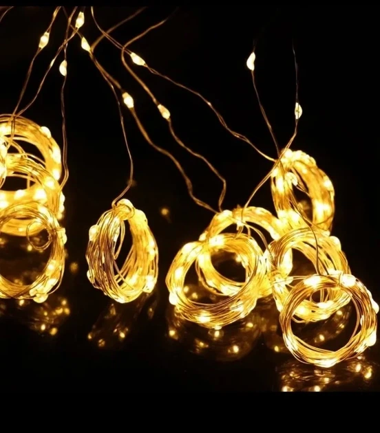 USB гірлянда-штора з пультом 1*3 метри 100 LED 10 ниток по 1м теплий білий\Warm White - Фото 3 USB гірлянда-штора з пультом 1*3 метри 100 LED 10 ниток по 1м теплий білий\Warm White - зображення 3