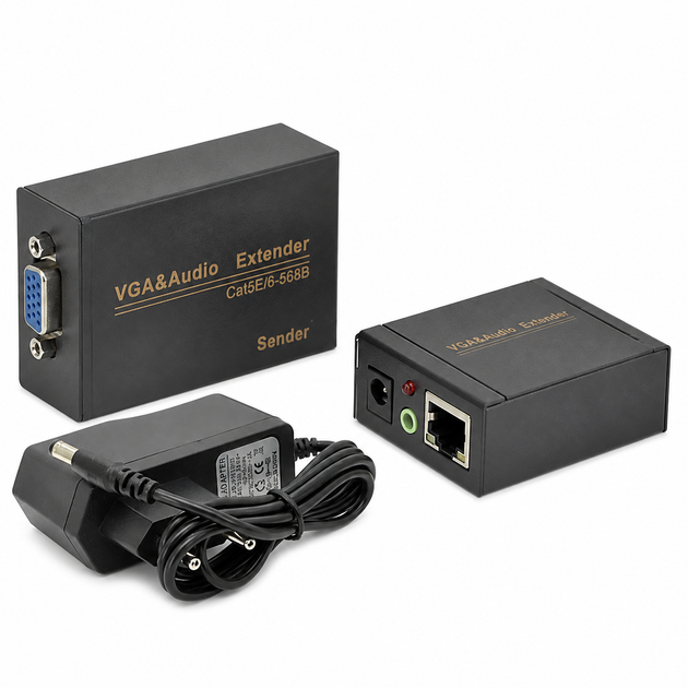 Активный удлинитель 100 м VGA сигнала по Cat5e/6е кабелю 1080p - Фото 3 Активный удлинитель 100 м VGA сигнала по Cat5e/6е кабелю 1080p - изображение 3