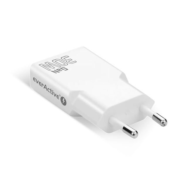 Зарядное устройство everActive GaN SC-385Q White Super Slim, 2xUSB-С QC3.0+PD 30W, AC220V - Фото 4 Зарядное устройство everActive GaN SC-385Q White Super Slim, 2xUSB-С QC3.0+PD 30W, AC220V - изображение 4