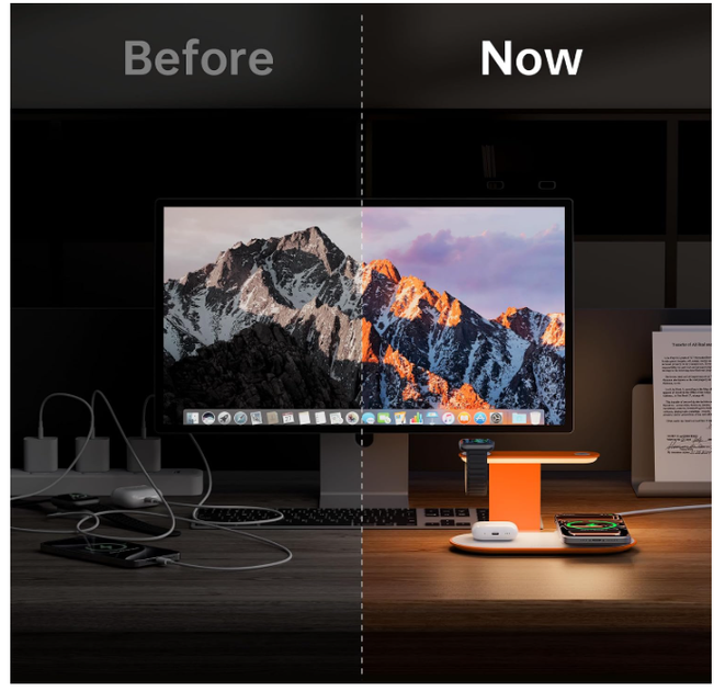 Зарядная станция 3 в 1 MagSafe Wireless Charger 15W для iPhone 17/16/15/14/13, Apple Watch, AirPods Pro 3 с ночником - изображение 4