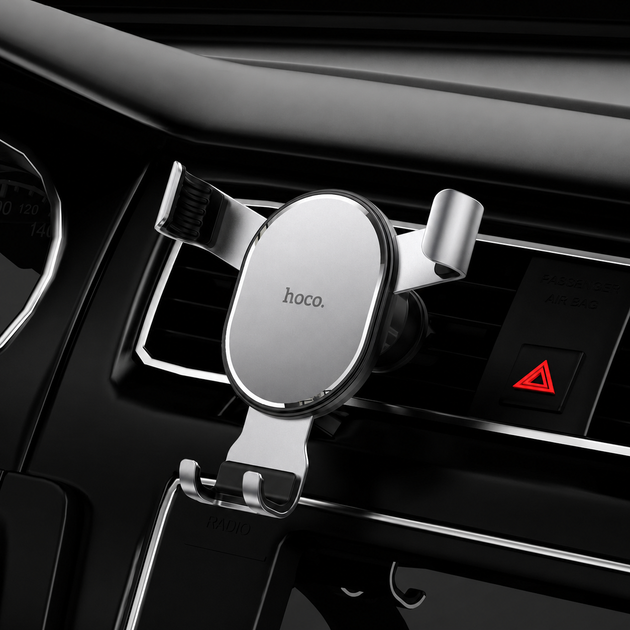 Автотримач для телефона HOCO CA56 Plus Armor metal gravity car holder Black Silver - Фото 4 Автотримач для телефона HOCO CA56 Plus Armor metal gravity car holder Black Silver - зображення 4