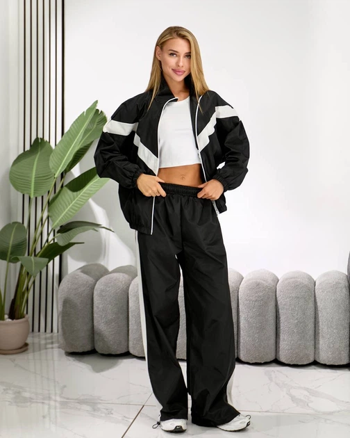 Жіночий костюм з контрастними вставками (кофта+штани) Uaclothes M-L Чорний (like39304-197411375) - зображення 6