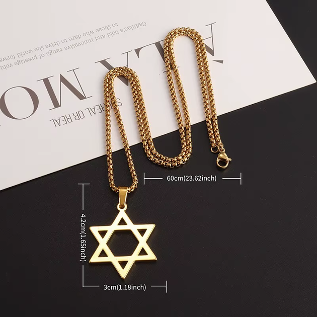 Стильний Кулон-амулет "Зірка Давида" на ланцюзі 42*30 мм [A4551] Zhijia Jewelry - зображення 2