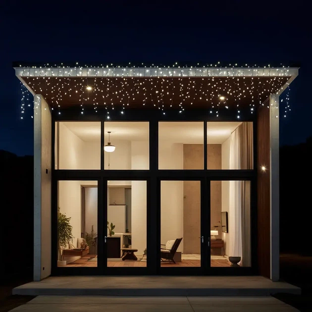 Уличная гирлянда Бахрома 12 м 200 LED Белая белый провод гирлянда штора на улицу на дом - изображение 2