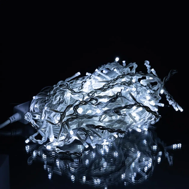Уличная гирлянда Бахрома 12 м 200 LED Белая белый провод гирлянда штора на улицу на дом - изображение 3