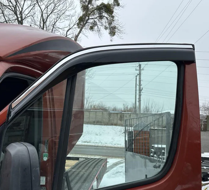 Вітровики на вікна (2 шт, EuroCap, Chrome) для Mercedes Sprinter W906 2006-2018 рр - зображення 2
