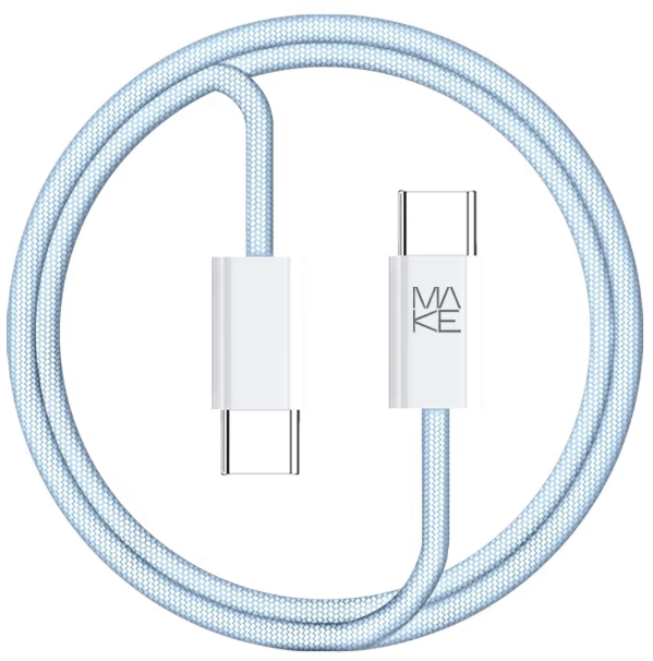 Кабель USB MAKE Type-C to Type-C PD 65W 1м Nylon Blue (MCB-CN1BL) - Фото 1 Кабель USB MAKE Type-C to Type-C PD 65W 1м Nylon Blue (MCB-CN1BL) - изображение 1