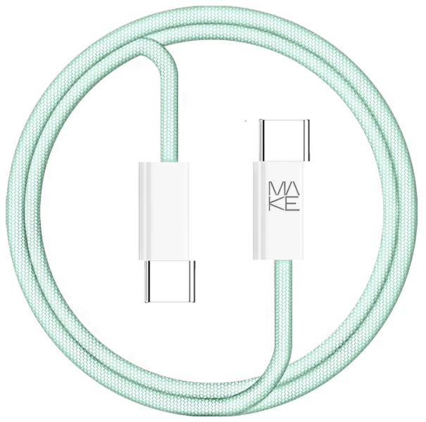 Кабель USB MAKE Type-C to Type-C PD 65W 1м Nylon Green (MCB-CN1GR) - Фото 1 Кабель USB MAKE Type-C to Type-C PD 65W 1м Nylon Green (MCB-CN1GR) - изображение 1