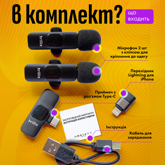 Микрофон беспроводной петличный Brillix ClearVoice WM 2X - изображение 3