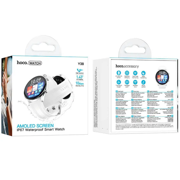 Смарт часы HOCO Y38 AMOLED 1.43" Bluetooth Call, пульсометр, SpO₂, IP67, серебристые - Фото 3 Смарт часы HOCO Y38 AMOLED 1.43" Bluetooth Call, пульсометр, SpO₂, IP67, серебристые - изображение 3
