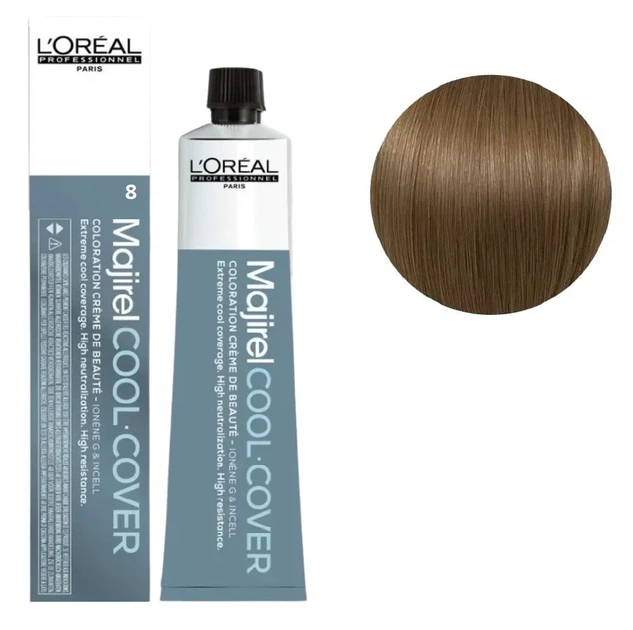 Фарба для волосся стійка для сивини L'Oreal Professionnel Majirel Cool Cover 8 світлий блондин натуральний 60 мл - Фото 1 Фарба для волосся стійка для сивини L'Oreal Professionnel Majirel Cool Cover 8 світлий блондин натуральний 60 мл - изображение 1