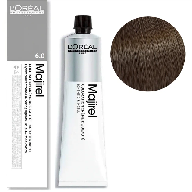 Фарба для волосся стійка L'Oreal Professionnel Majirel 6/0 темний блондин натуральний інтенсивний 60 мл - Фото 1 Фарба для волосся стійка L'Oreal Professionnel Majirel 6/0 темний блондин натуральний інтенсивний 60 мл - изображение 1