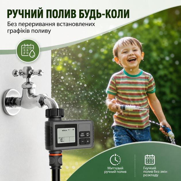 Таймер автоматичного поливання SGW01 для садового шланга 3/4" - зображення 3