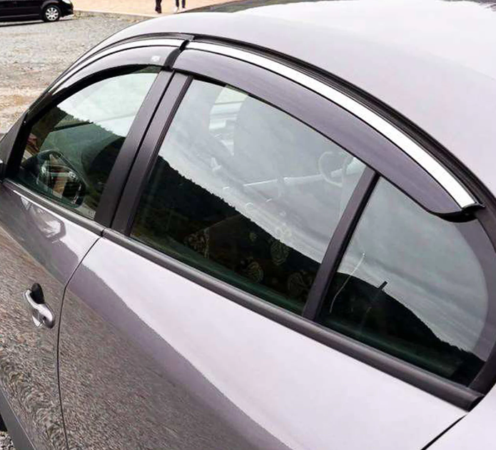 Вітровики на вікна з хромом (4 шт, Niken) для Renault Fluence 2009-2016 рр - зображення 4