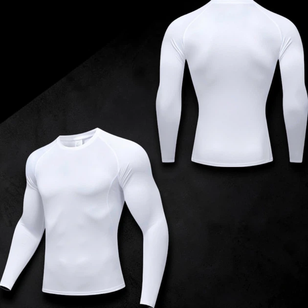 Мужской компрессионный термо-лонгслив (White, Premium Fit) М - Фото 2 Мужской компрессионный термо-лонгслив (White, Premium Fit) М - изображение 2