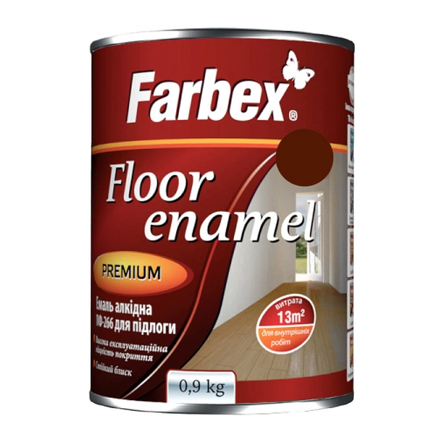 Емаль алкідна Farbex ПФ-266 0,9 кг червоно-коричнева - Фото 1 Емаль алкідна Farbex ПФ-266 0,9 кг червоно-коричнева - зображення 1
