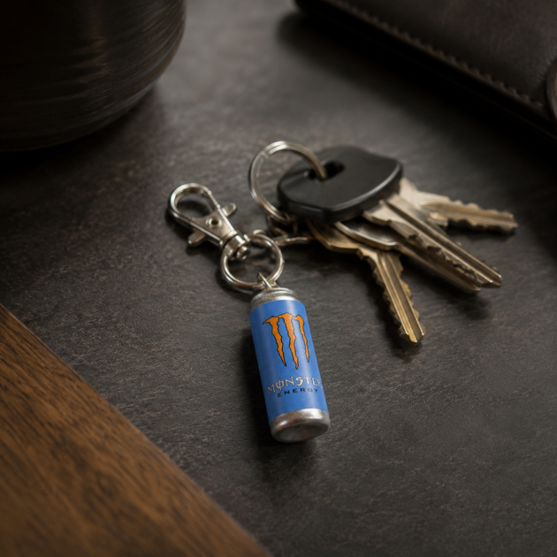 Брелок Monster Energy голубой, мини банка энергетика, брелок энергетик Монстер - изображение 6