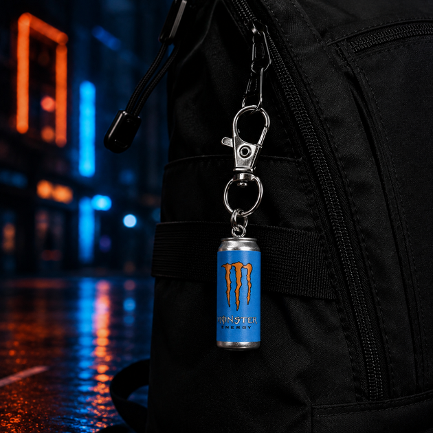 Брелок Monster Energy голубой, мини банка энергетика, брелок энергетик Монстер - изображение 9