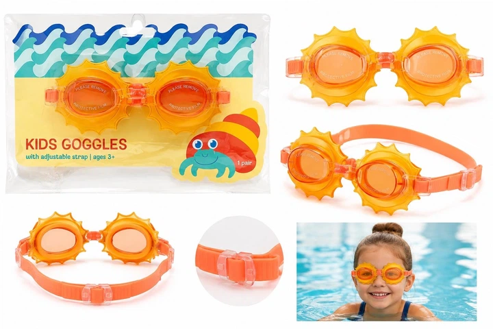 Захисні окуляри для плавання Kids Goggles Shell - Bullseye's Playground™, помаранчеві у формі сонечка, вік 3+ - изображение 2