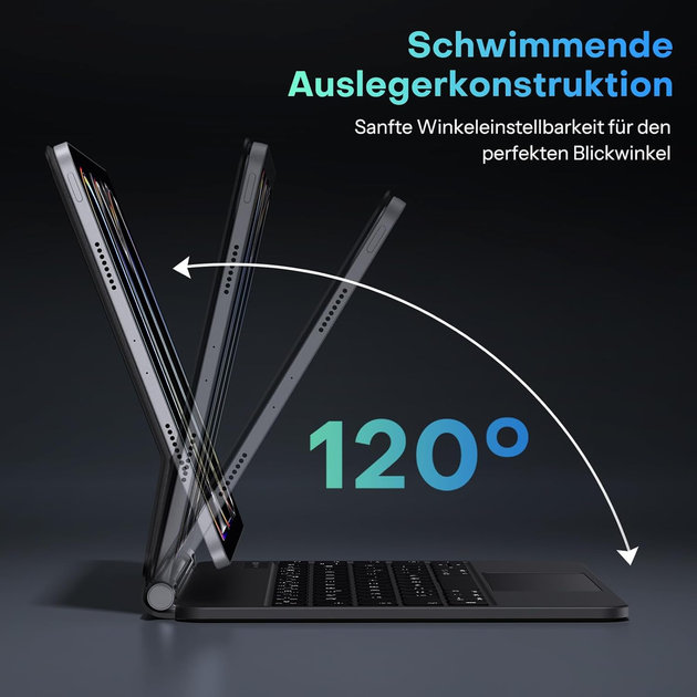 Чехол-клавиатура OMOTON Magic Keyboard для iPad Pro 11 M4 (2024) беспроводная с подсветкой и трекпадом Black - Фото 9 Чехол-клавиатура OMOTON Magic Keyboard для iPad Pro 11 M4 (2024) беспроводная с подсветкой и трекпадом Black - изображение 9
