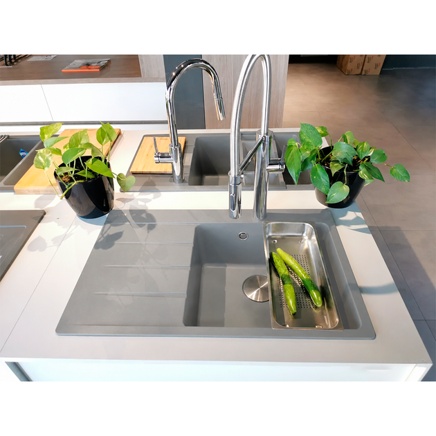 Мийка кухонна з крилом Franke Centro CNG 611-78 TL прямокутна фраграніт 780 x 500 мм Stone Grey (114.0630.477) - зображення 5
