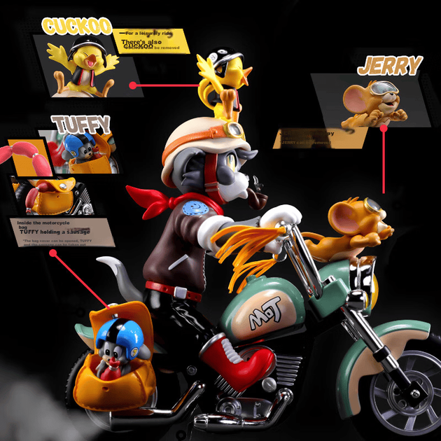 Фігурка 52TOYS «Том і Джеррі» ретро на мотоциклі, подарункова - зображення 5