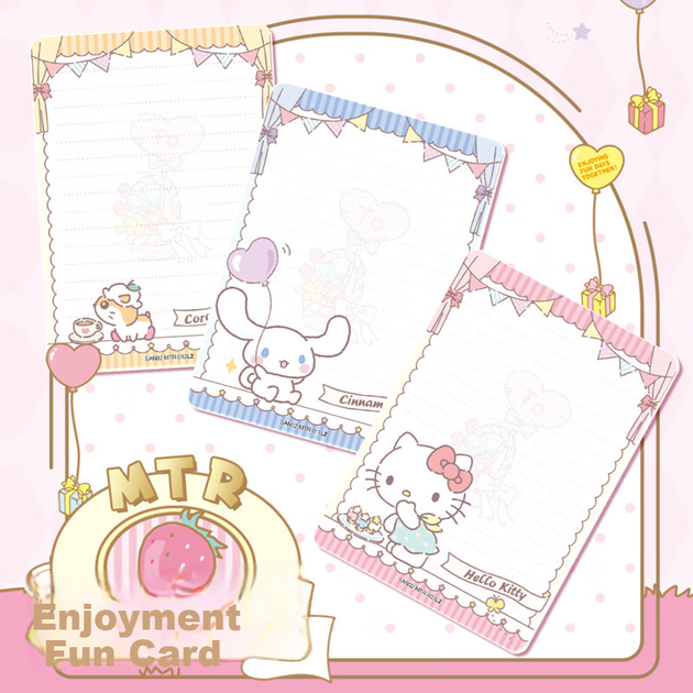 Набор веселых фотокарточек Kayou Sanrio Family Card Fun Photo Pack Mengmeng Collection Card, теплые зимние открытки Qingsnow Sanrio Merchandise Cards, новогодний подарок. - изображение 2