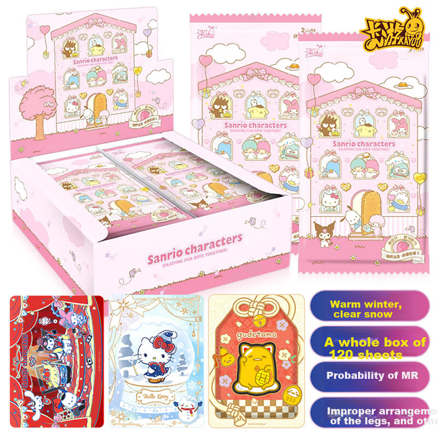 Набор веселых фотокарточек Kayou Sanrio Family Card Fun Photo Pack Mengmeng Collection Card, теплые зимние открытки Qingsnow Sanrio Merchandise Cards, новогодний подарок. - изображение 7