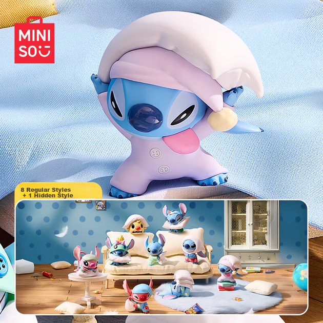 Подушка MINISO Disney Stitch, фигурка в закрытой коробке, декоративная игрушка, подарок на день рождения для мужчин и женщин, одна упаковка. - изображение 4