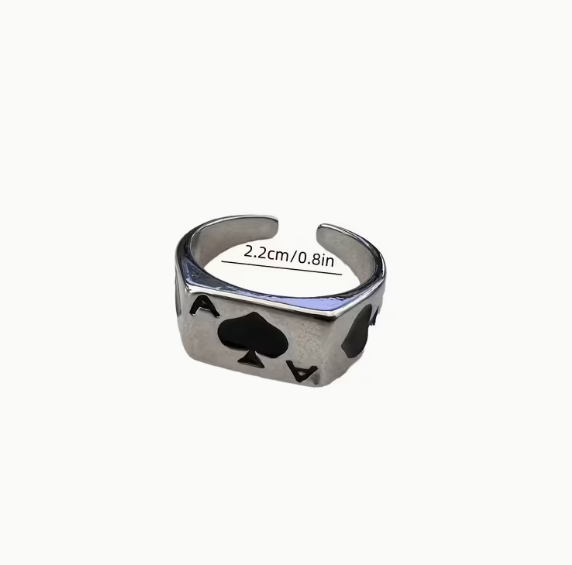 Кольцо, стильный регулируемый перстень, печатка Poker Ring 1 шт - Фото 2 Кольцо, стильный регулируемый перстень, печатка Poker Ring 1 шт - изображение 2