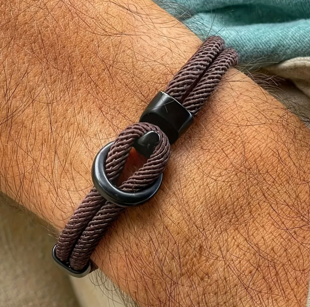 Унікальний чоловічий браслет Bangle Hook, браслет на удачу Коричневий - Фото 4 Унікальний чоловічий браслет Bangle Hook, браслет на удачу Коричневий - зображення 4