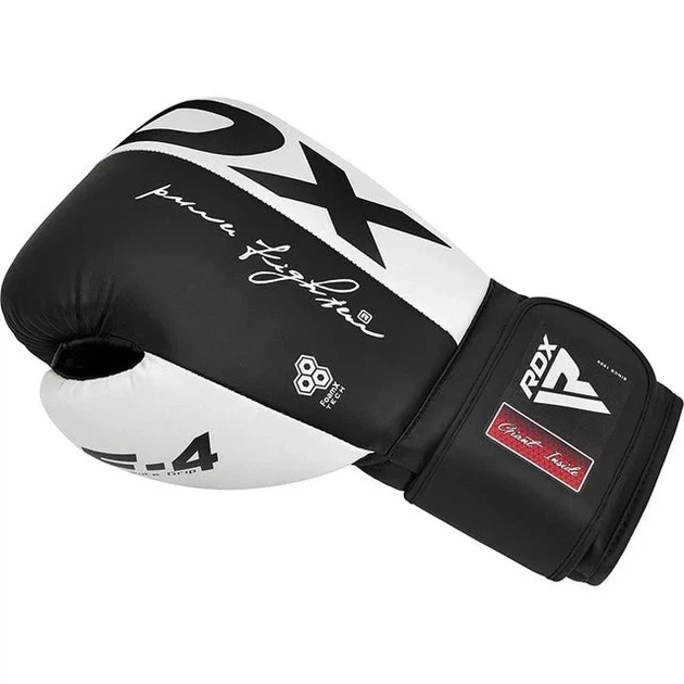 Боксерські рукавиці RDX PU 14 oz Біло-чорні з капою у комплекті - зображення 2