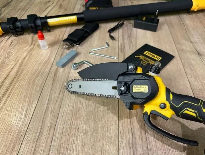 Садовый набор 3в1 DeWalt 48 В 6 А·ч мини пила DCM155HN 20 см аккумуляторный секатор DCMPP540P1 Digital 35 мм высоторез телескопический 2.6 м бесщеточный цепной для обрезки деревьев веток кустов ухода за садом - изображение 5