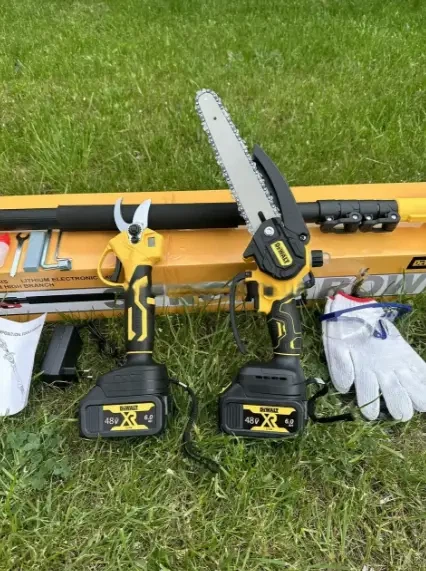 Садовый набор 3в1 DeWalt 48 В 6 А·ч мини пила DCM155HN 20 см аккумуляторный секатор DCMPP540P1 Digital 35 мм высоторез телескопический 2.6 м бесщеточный цепной для обрезки деревьев веток кустов ухода за садом - изображение 7