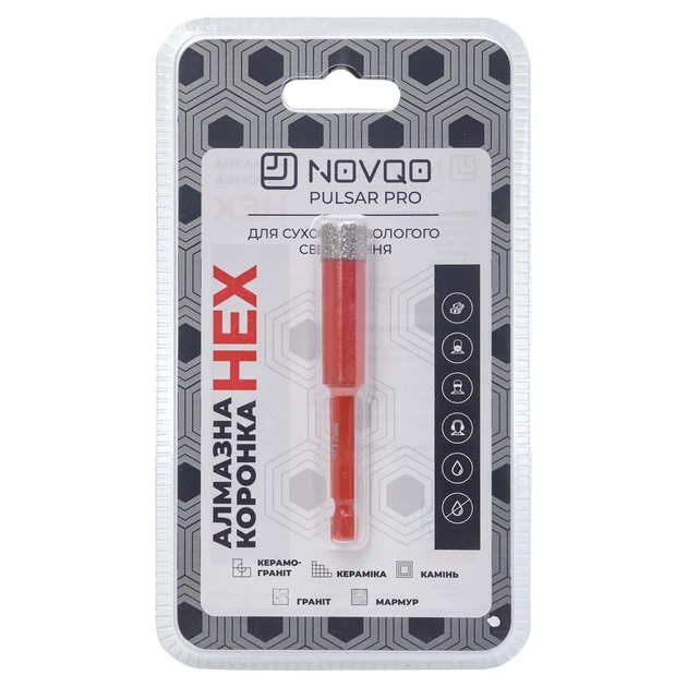 Алмазная коронка NOVQO Pulsar PRO 12мм (HEX) (BP_1105) - Фото 4 Алмазная коронка NOVQO Pulsar PRO 12мм (HEX) (BP_1105) - изображение 4
